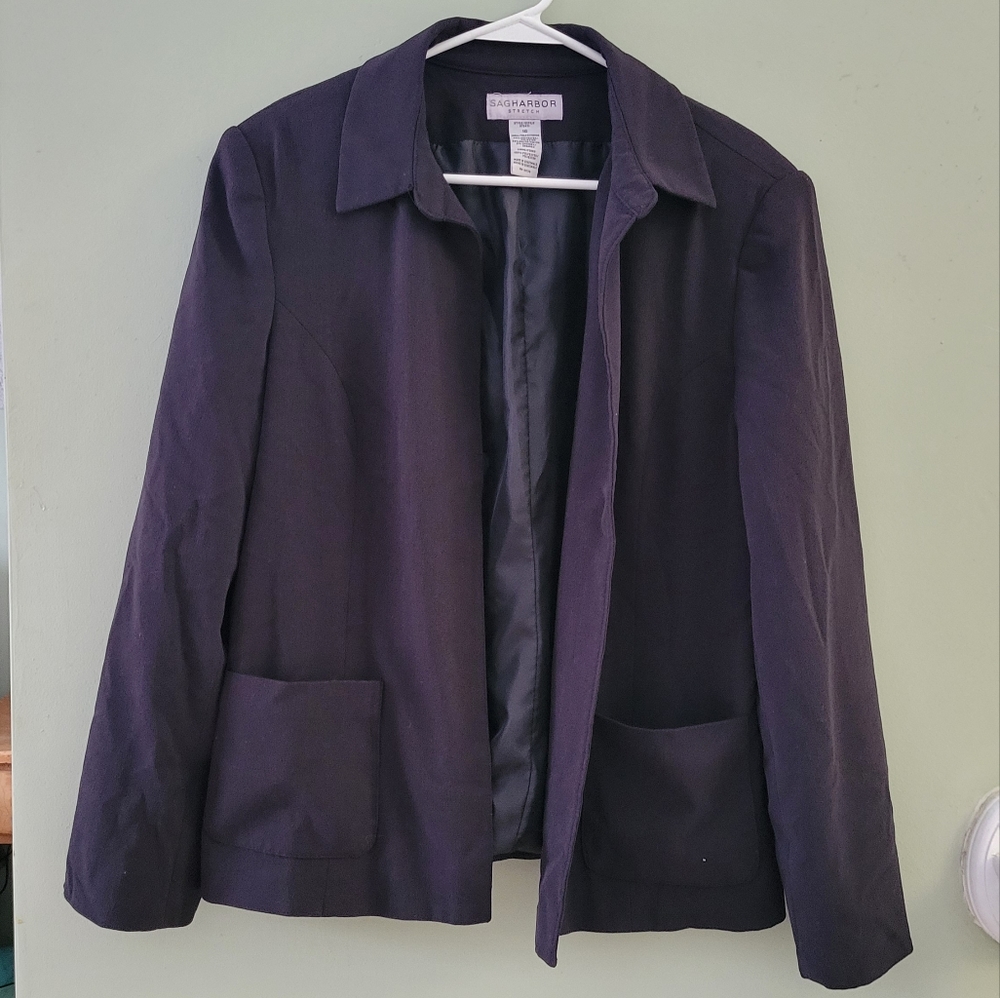 Women's Black Sag Harbor Blazer Stretch Size 16